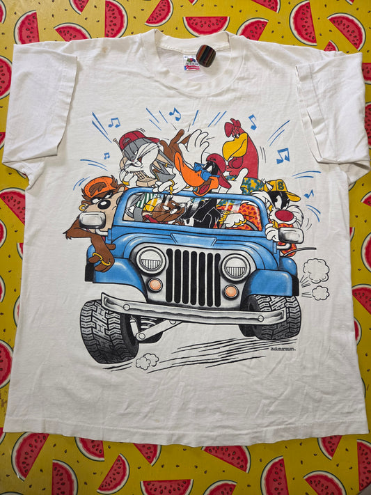 Looney Tunes Jeep 90's Front/Back Tee